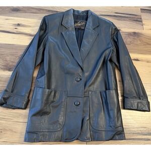 Vintage Winlit Special Editions Black Leather Jacket Women's Size S Lambskin